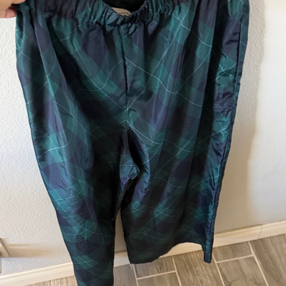 Maeve Green & Navy Plaid wide leg Pants